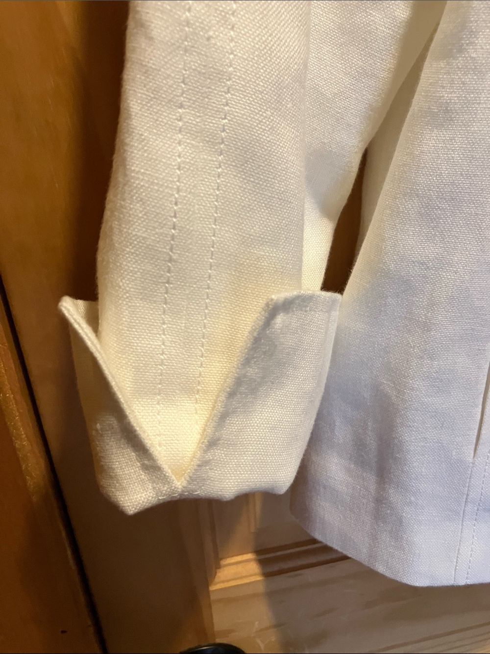 Talbots White Pure Linen Open-Front Collared Jacket - Picture 5 of 8